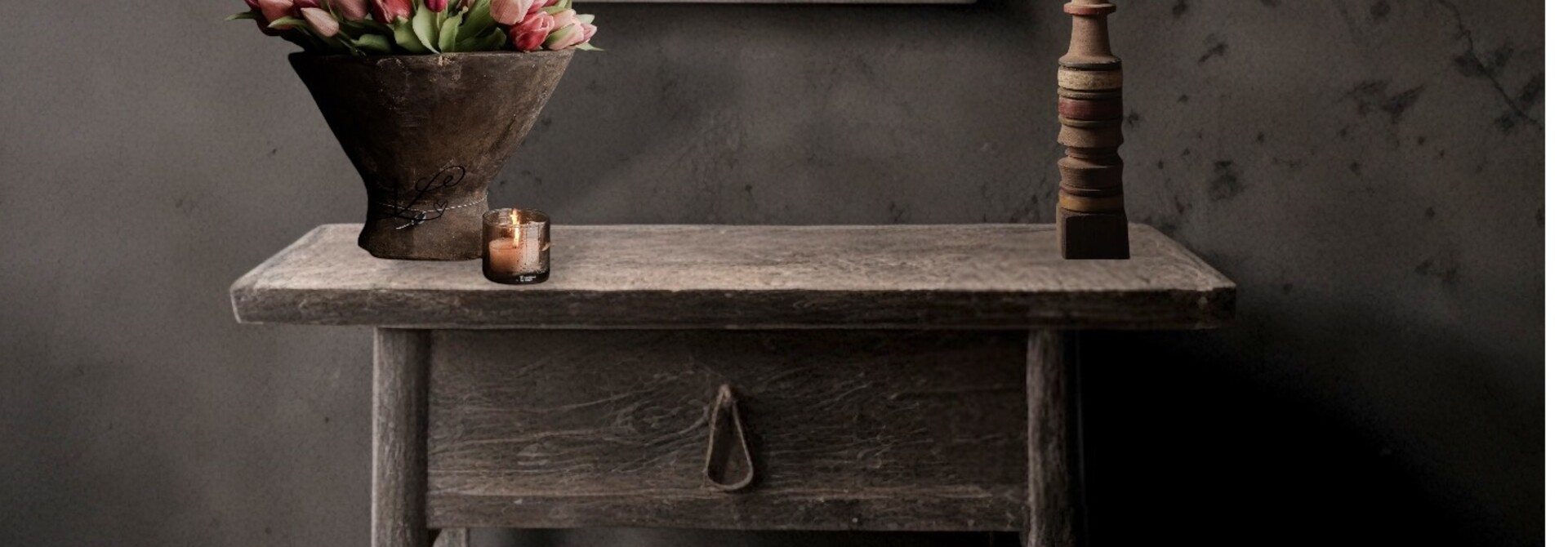 Old Antique Unique Wabi Sabi Weathered Wooden Side Table / Wall Table