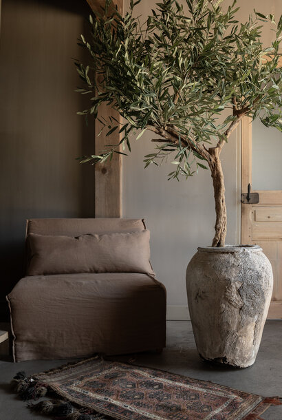 Beautiful artificial olive tree with a real trunk