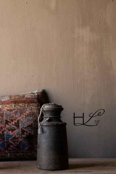 Original Old Wooden Nepalese Jug / Pot with Lid HOFFZ