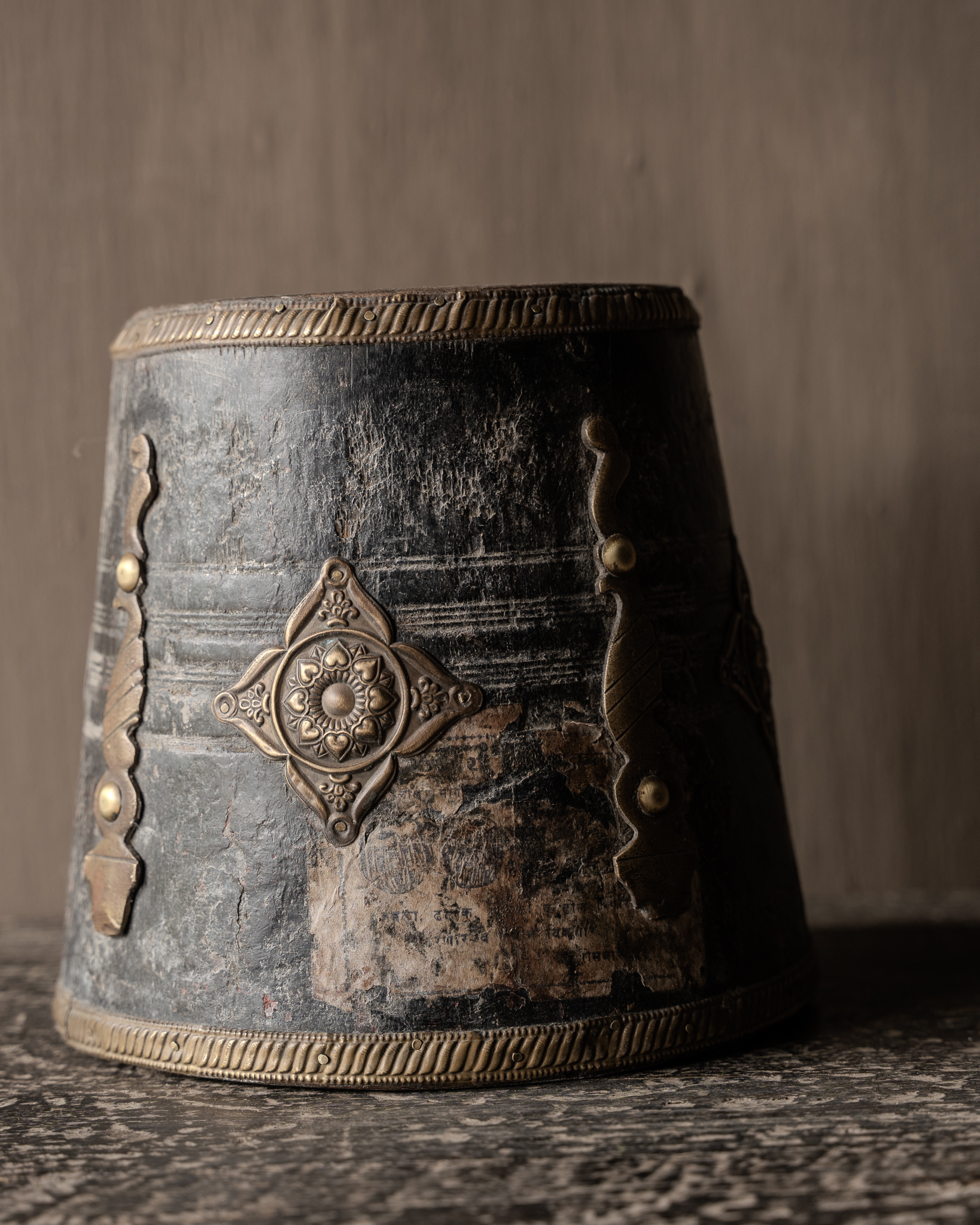 Unique small wooden jug with brass fittings-3