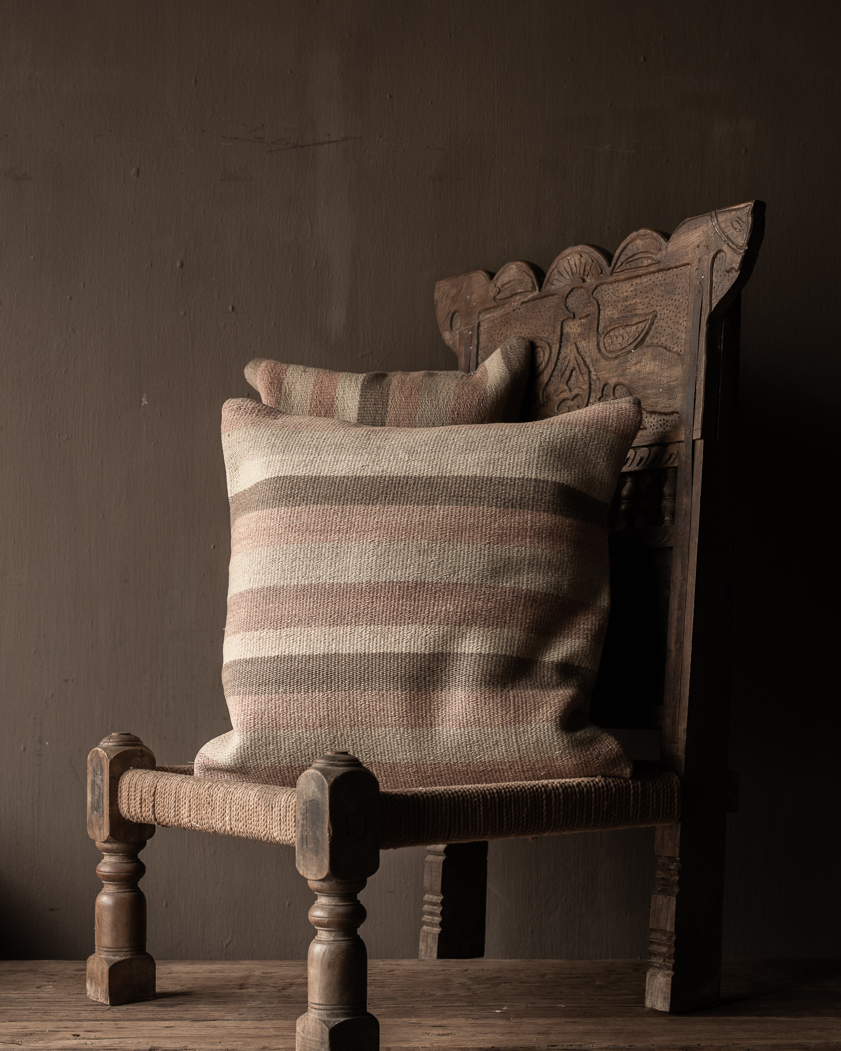 Uniek vintage kelim kussen – warme aardetinten | 50x50 cm | inclusief vulling-5