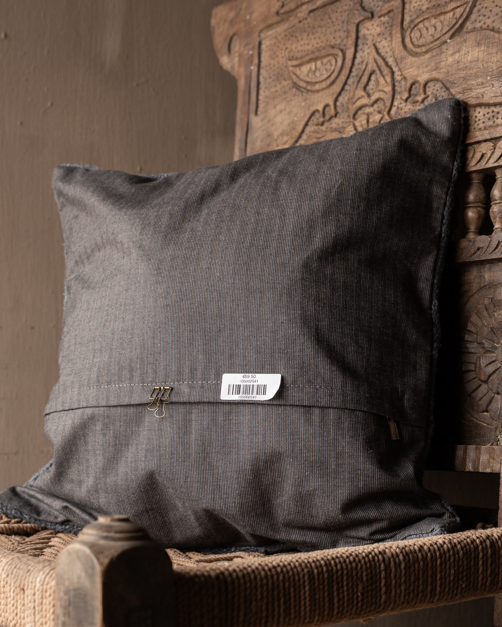 Hennep kussen 50x50 cm | patchwork | blauwgrijs & kelim-9