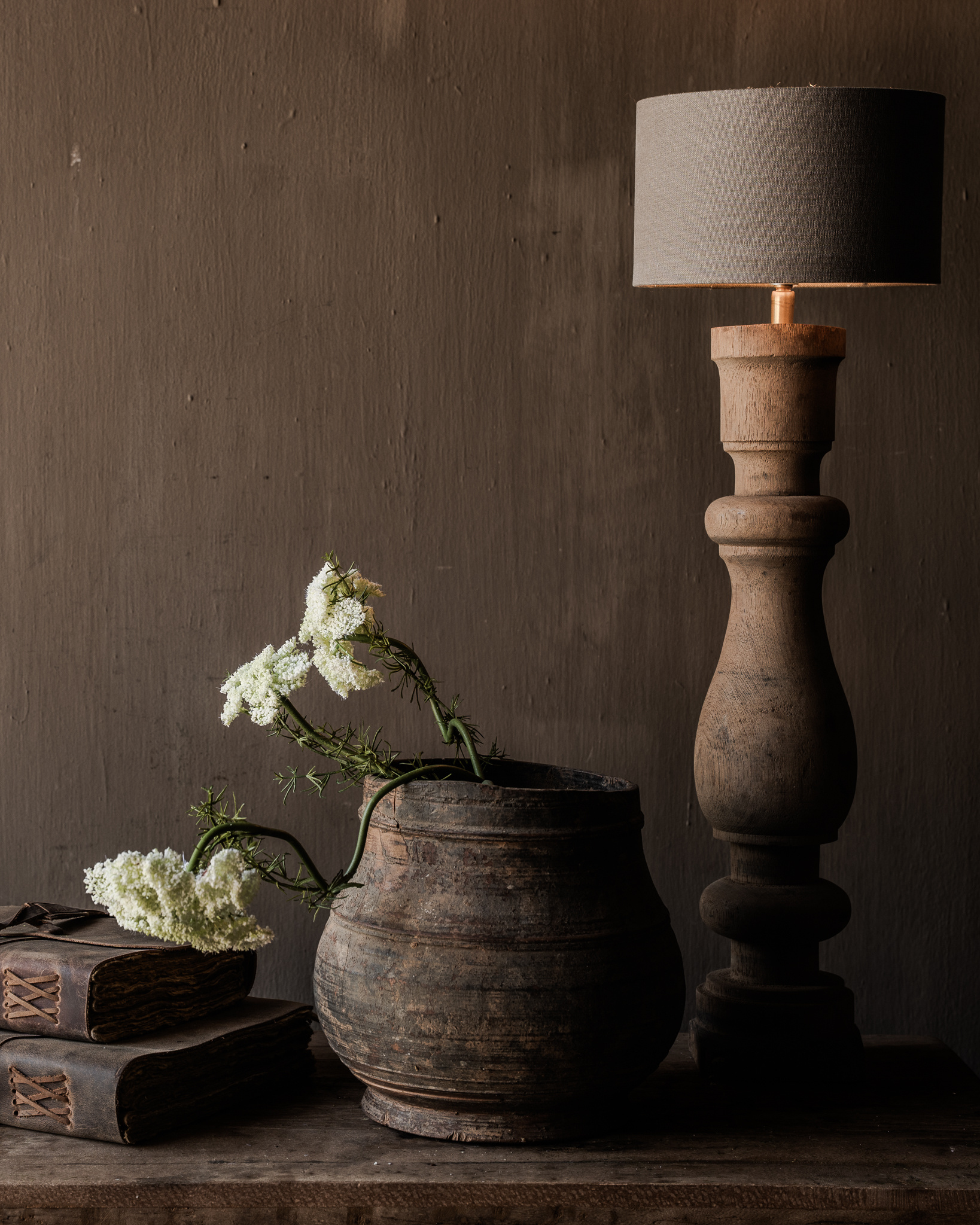 Oude houten baluster lamp-3