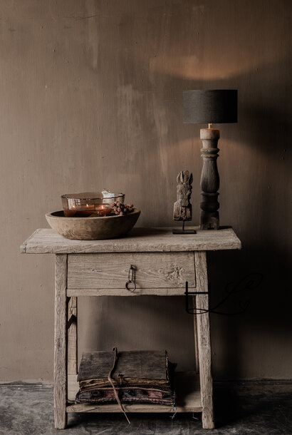Old Unique Wabi Sabi Weathered Wooden Elmwood Side Table / Console Table