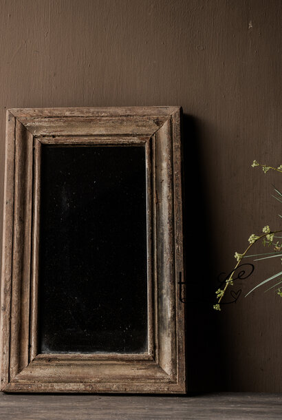 Authentic mirror made of old, used wood from India