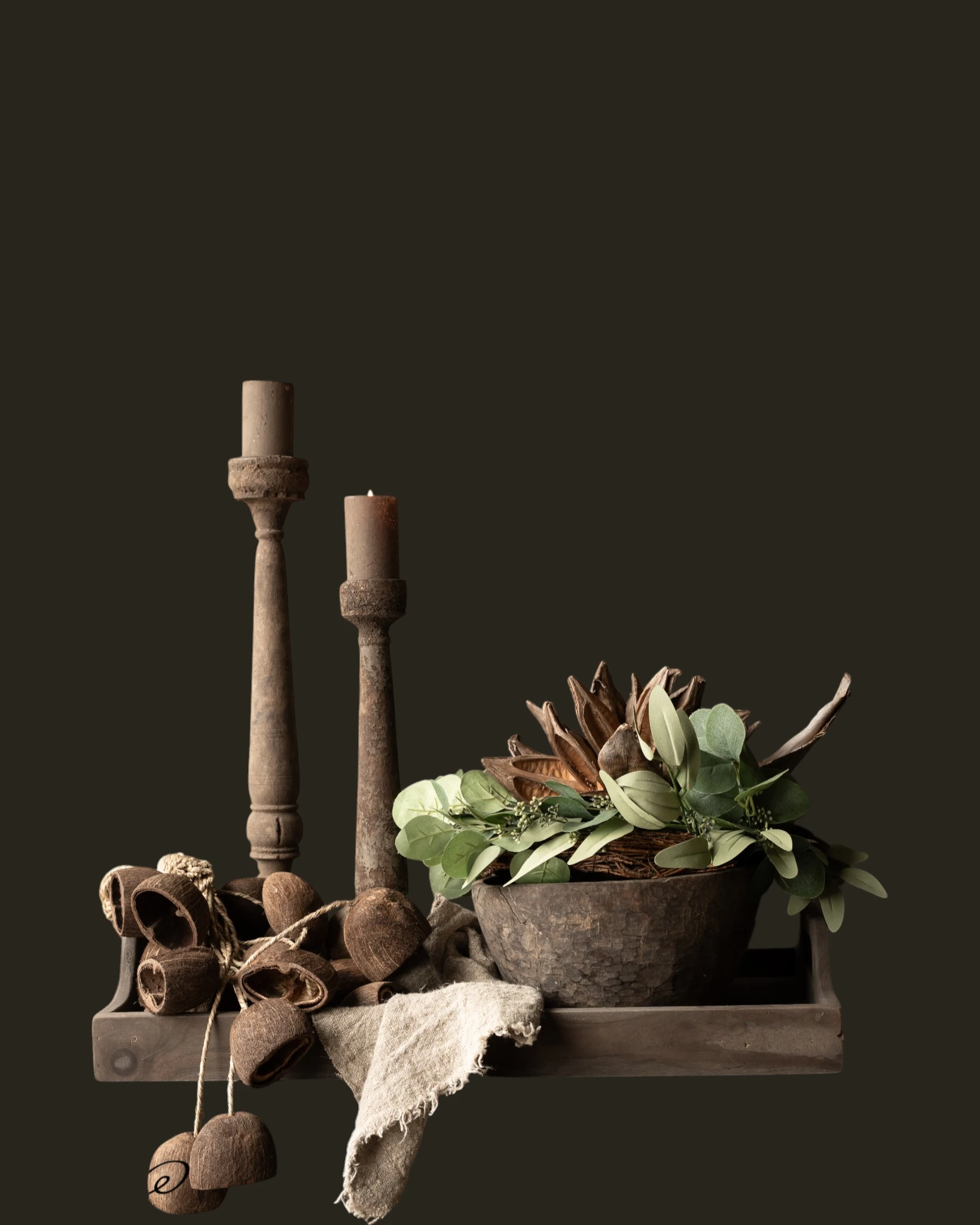 Sturdy wooden serving tray by Aura Peeperkorn with a weathered finish-2