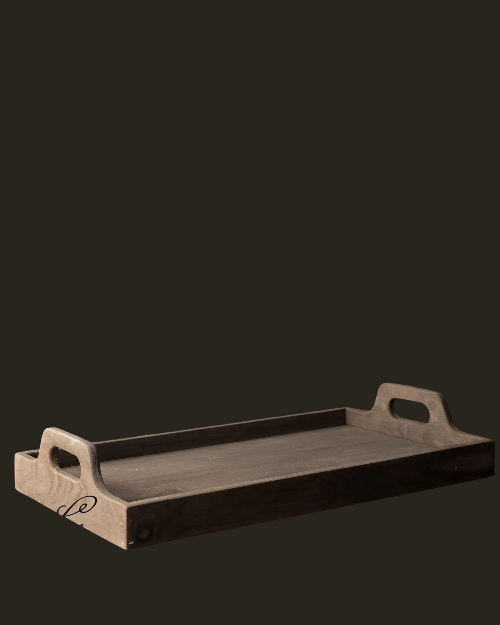 Sturdy wooden serving tray by Aura Peeperkorn with a weathered finish-1