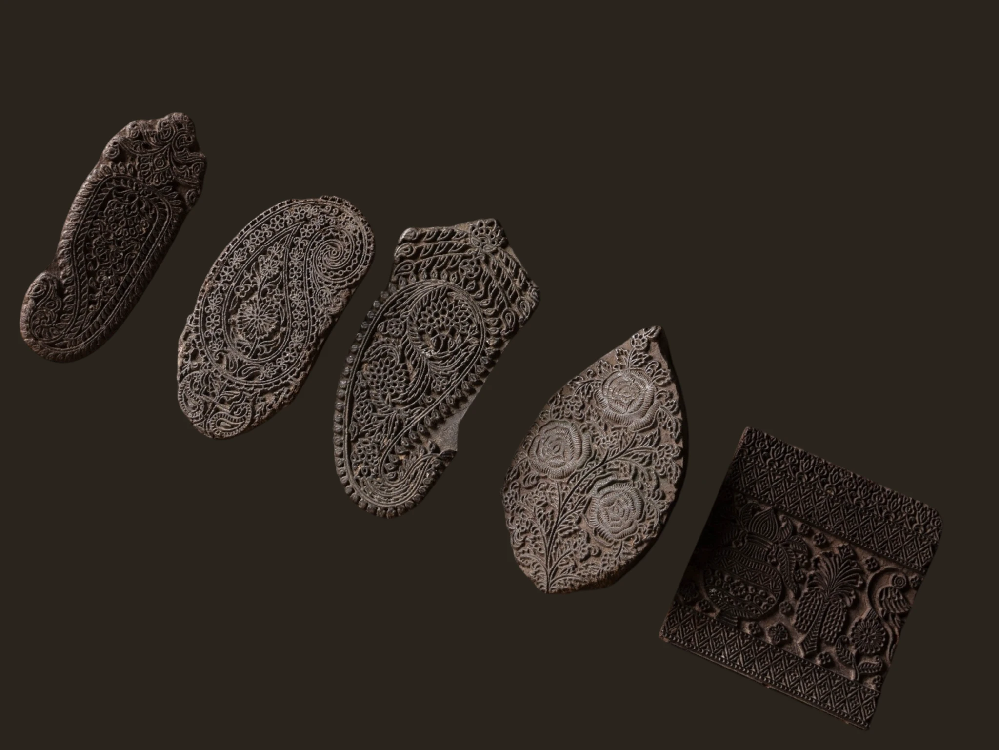 Oud houten Indische batik stempel-4