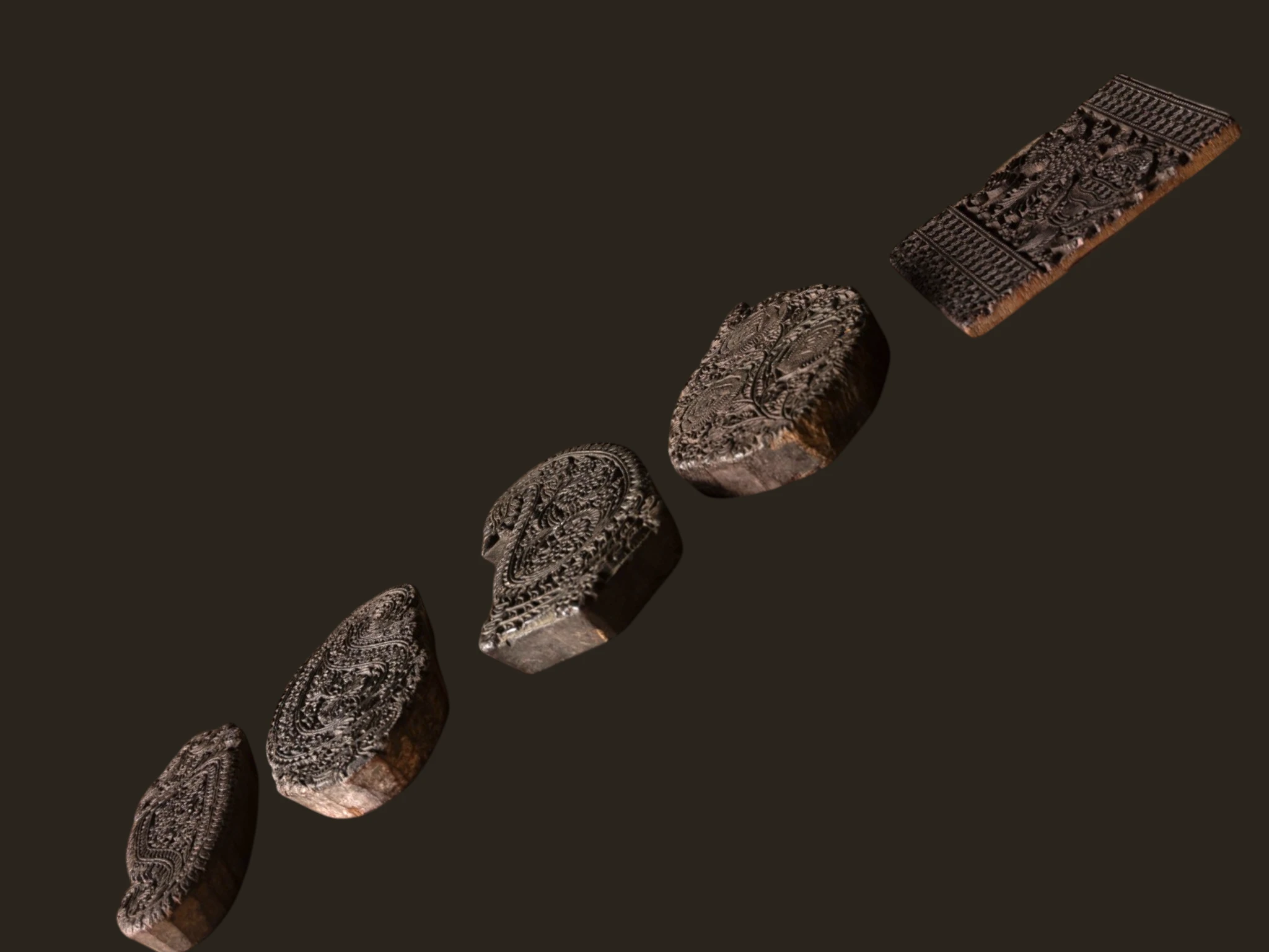 Oud houten Indische batik stempel-2