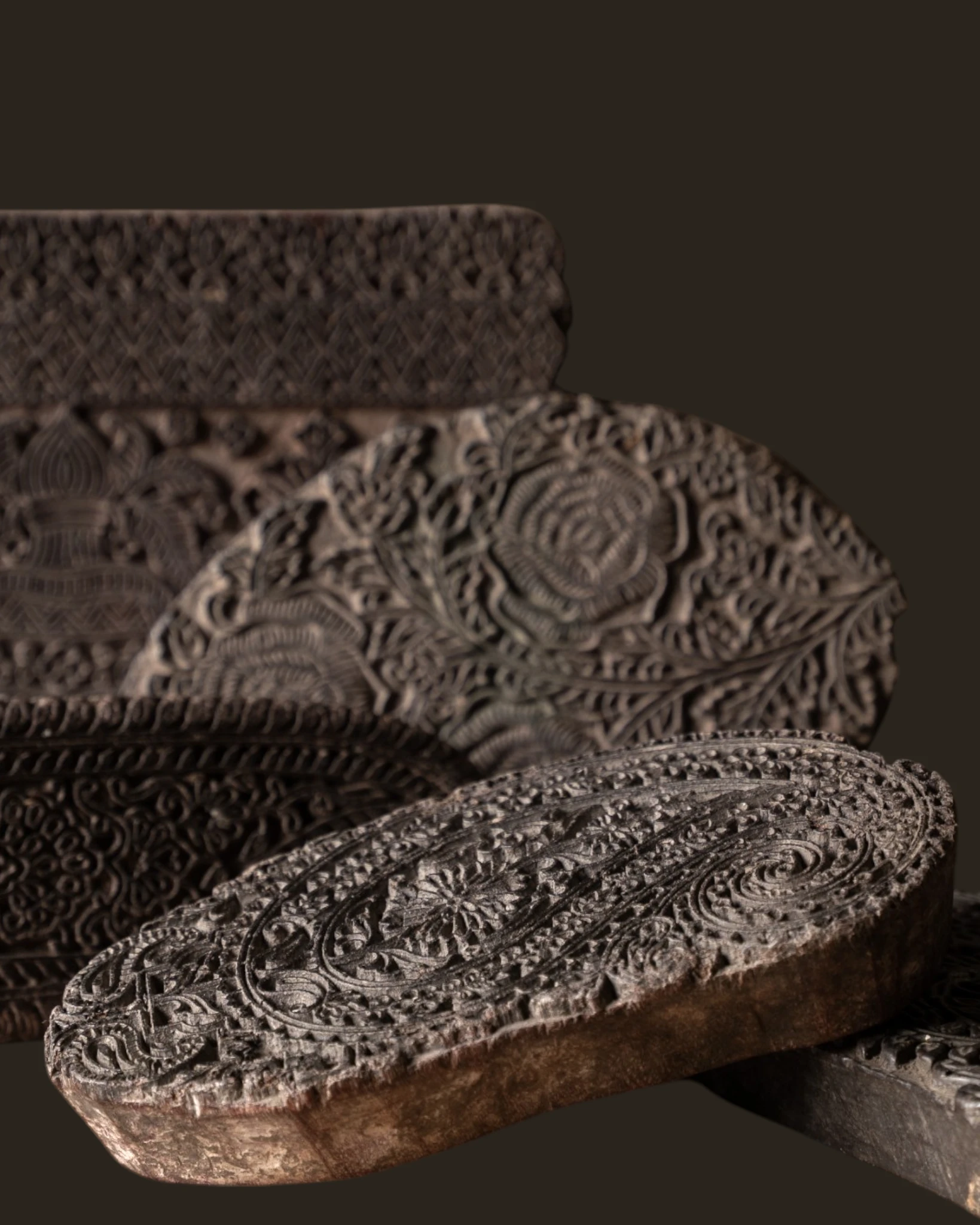 Oud houten Indische batik stempel-5