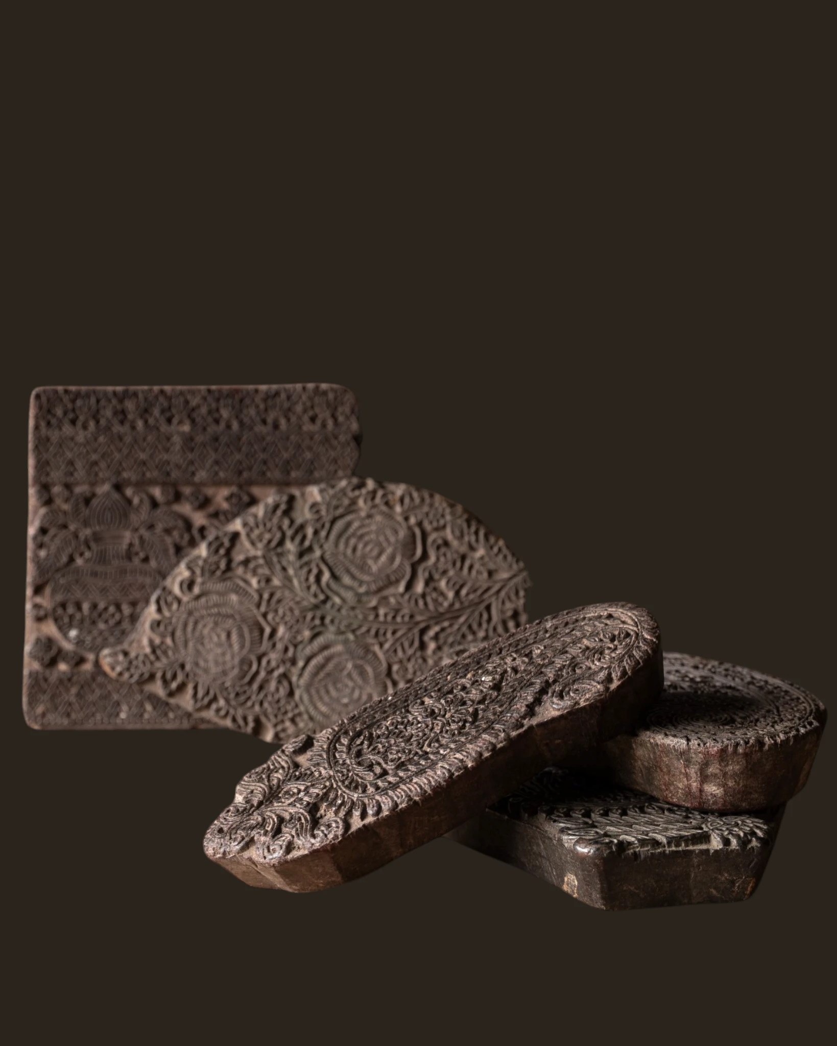 Oud houten Indische batik stempel-3