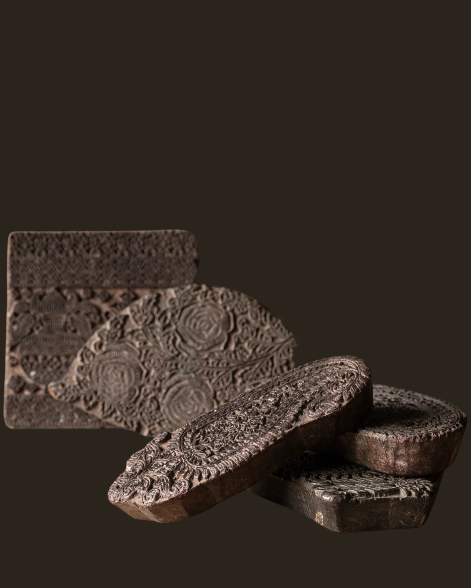 Oud houten Indische batik stempel-1