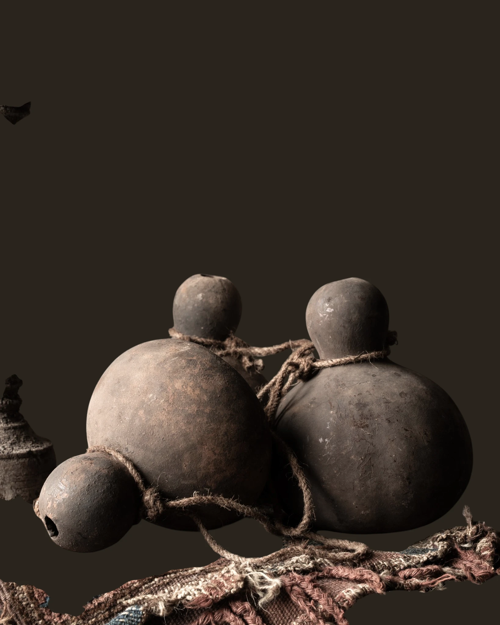 Oude Decoratieve Kalebassen met Touw-2