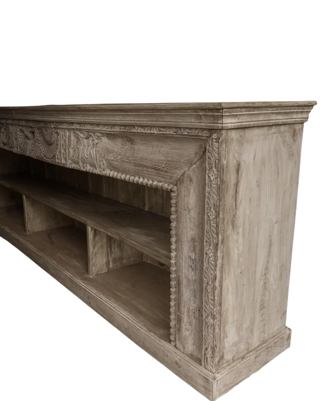 Oud houten dressoir met handgesneden details-8