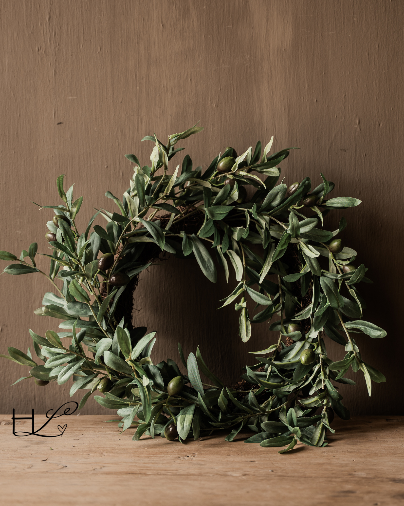Kunst krans olijf M groen 40cm-2