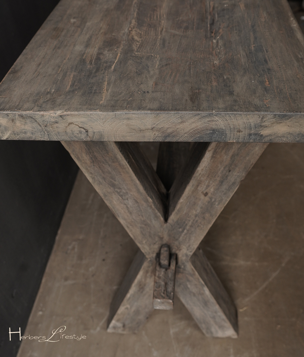 Stoere HOFFZ houten kruispoot Sidetable met lade-3