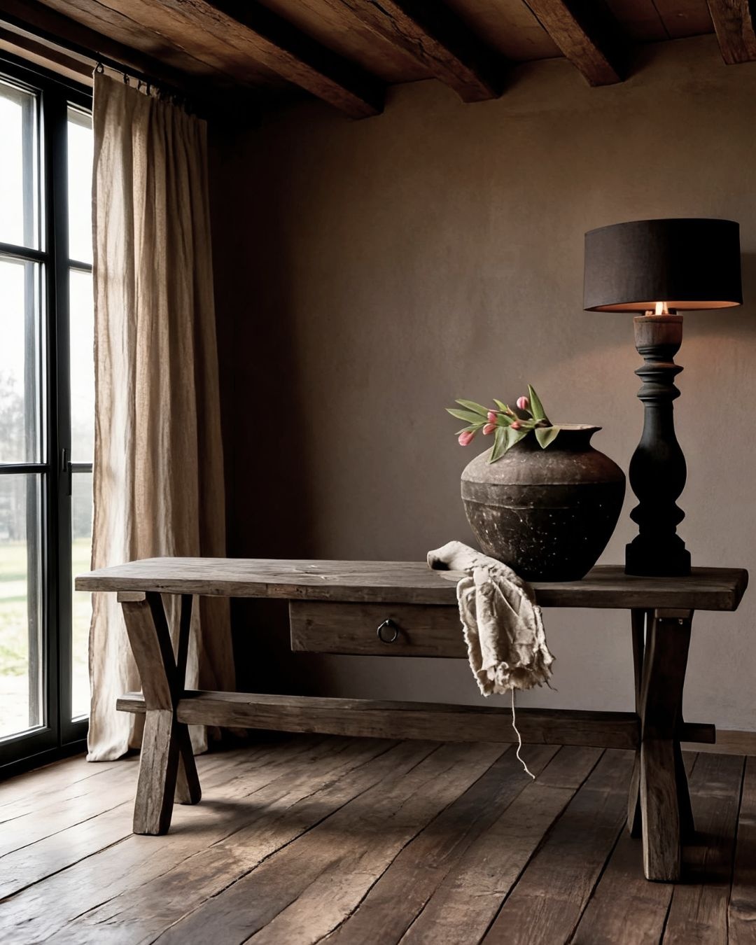 Stoere HOFFZ houten kruispoot Sidetable met lade-2