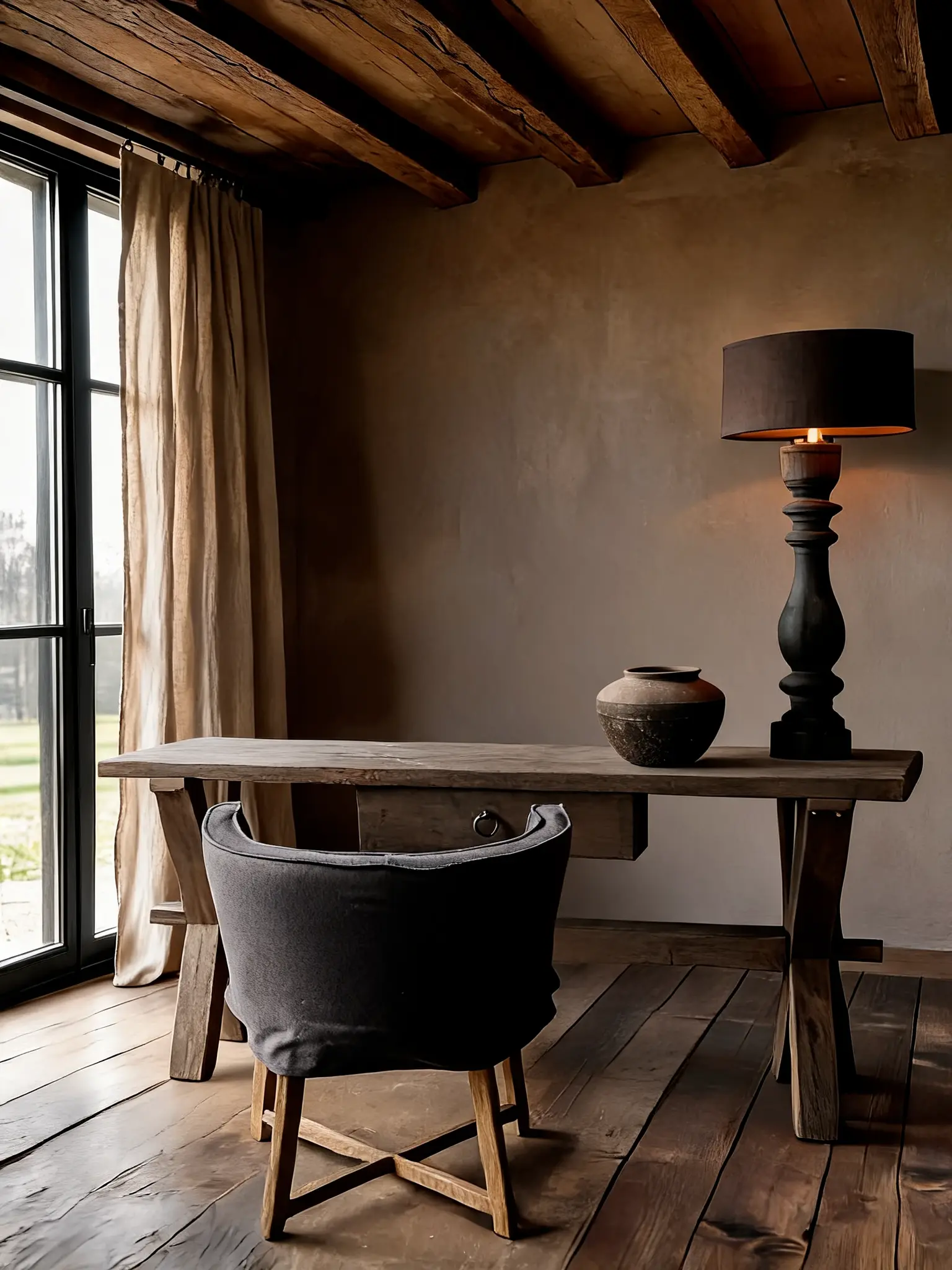 Stoere HOFFZ houten kruispoot Sidetable met lade-1