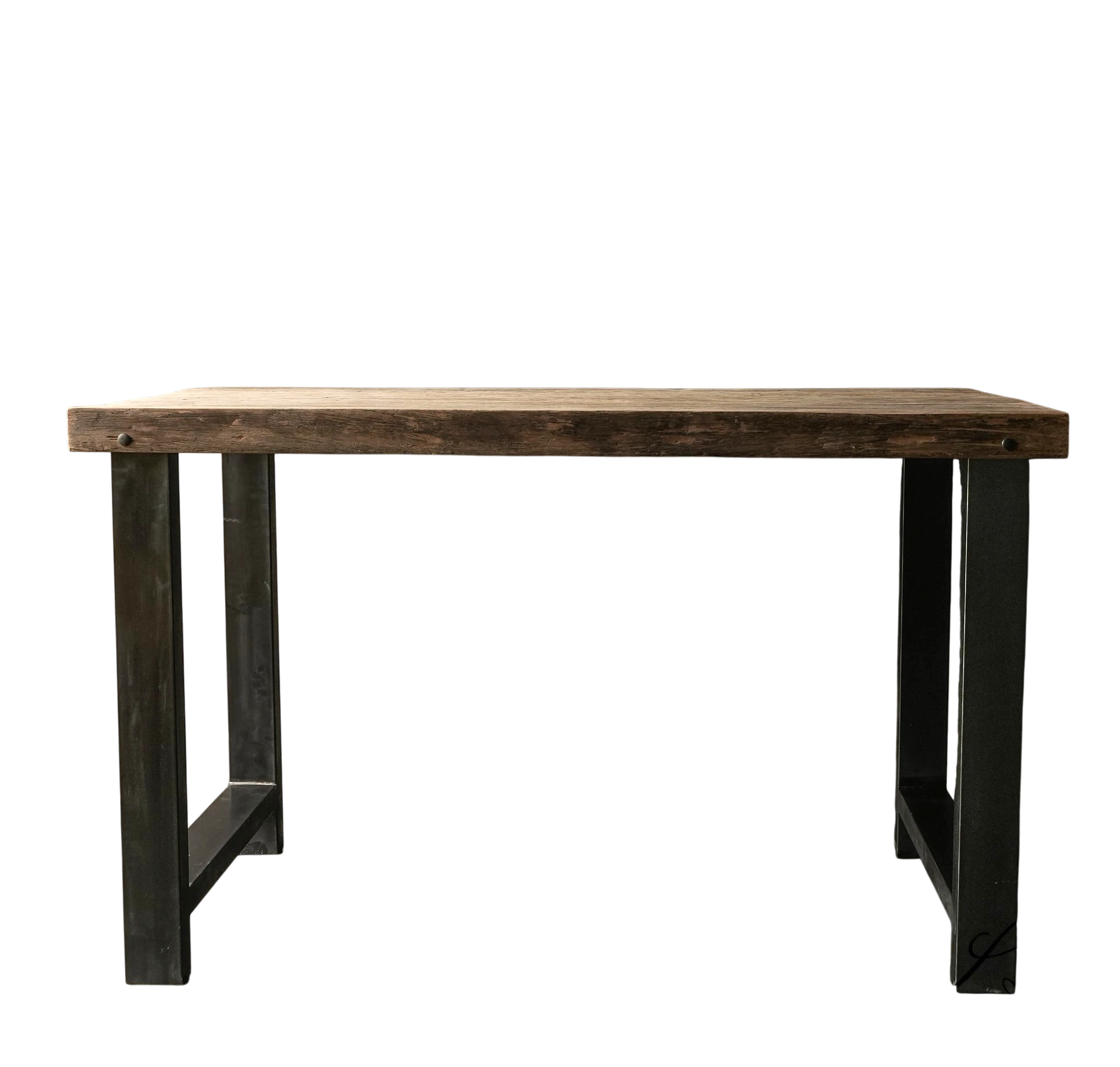 Stoer houten Bartafel met ijzeren poten-2
