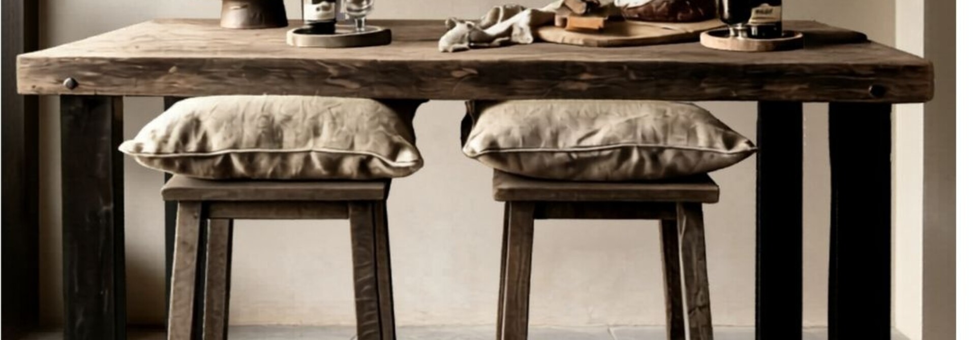 Stoer houten Bartafel met ijzeren poten