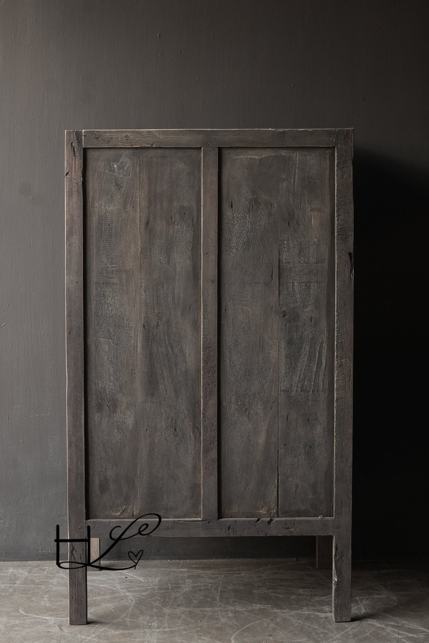 Sturdy old wooden cabinet on high legs-3