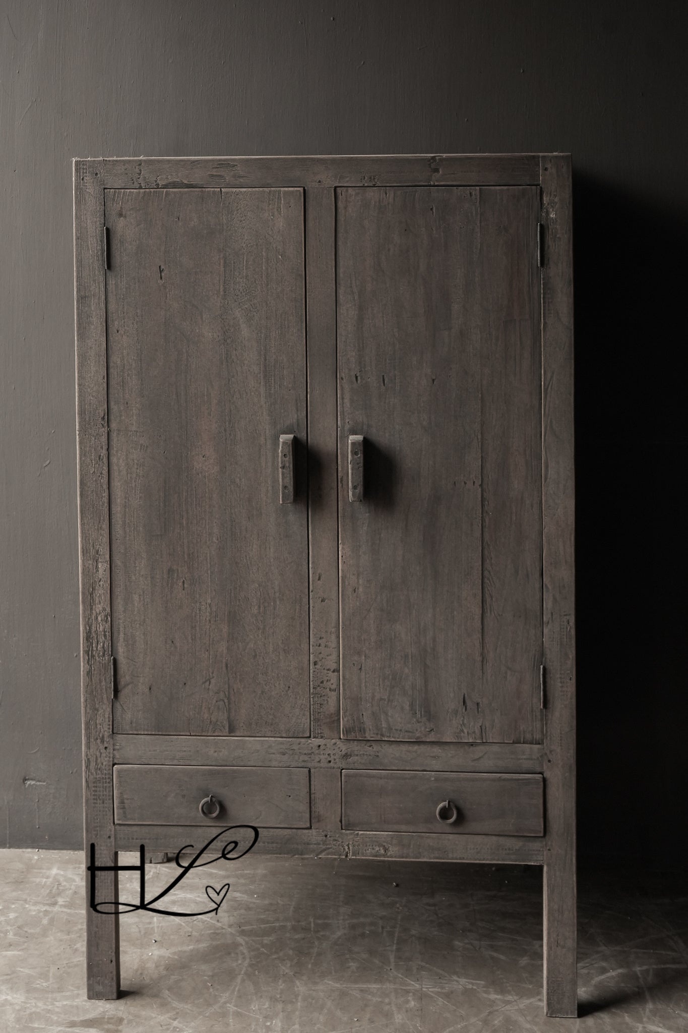 Sturdy old wooden cabinet on high legs-2