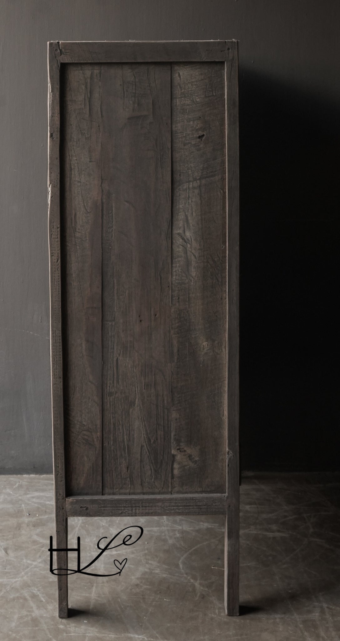 Sturdy old wooden cabinet on high legs-5