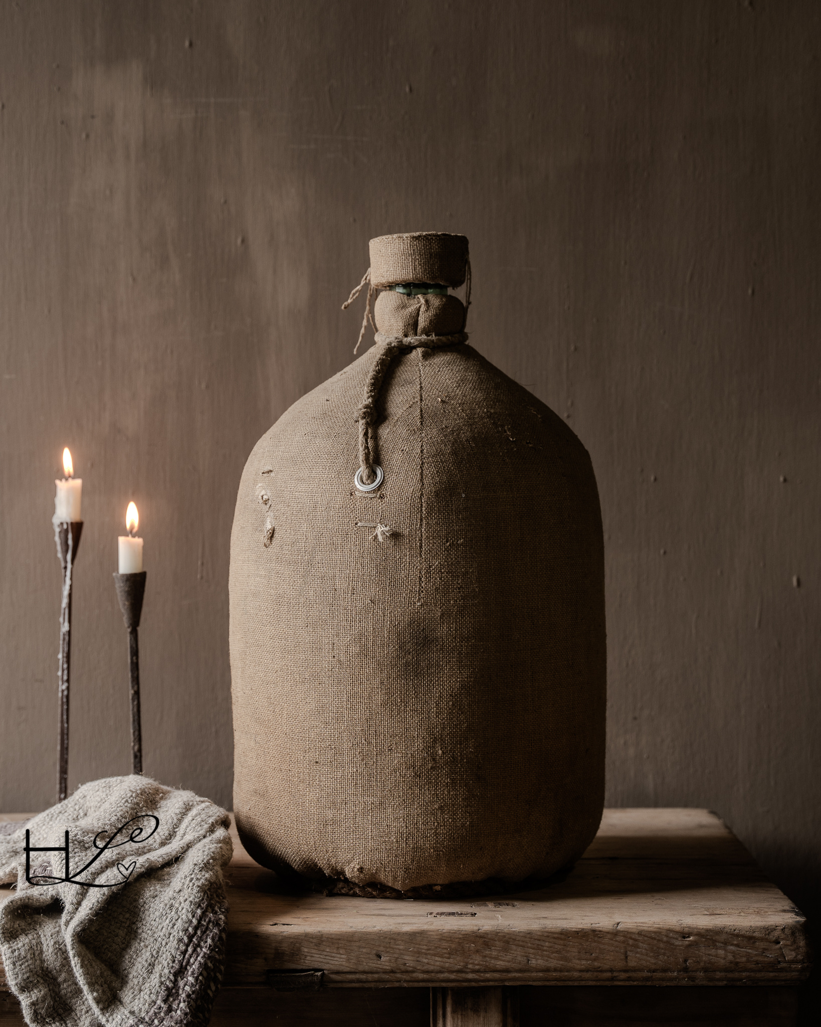 Alte, mit Jute ausgekleidete Transportflasche | Einzigartig & Authentisch-7