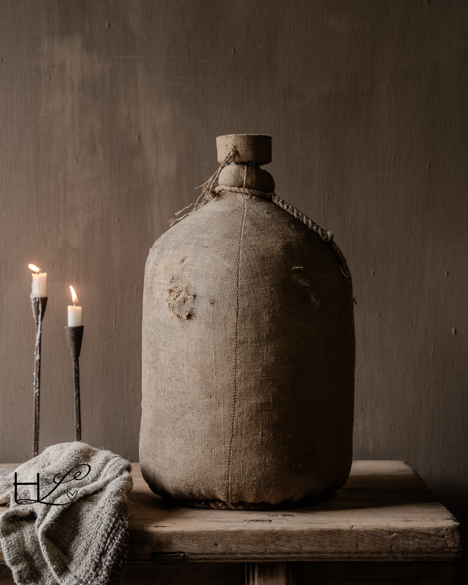 Alte, mit Jute ausgekleidete Transportflasche | Einzigartig & Authentisch-8