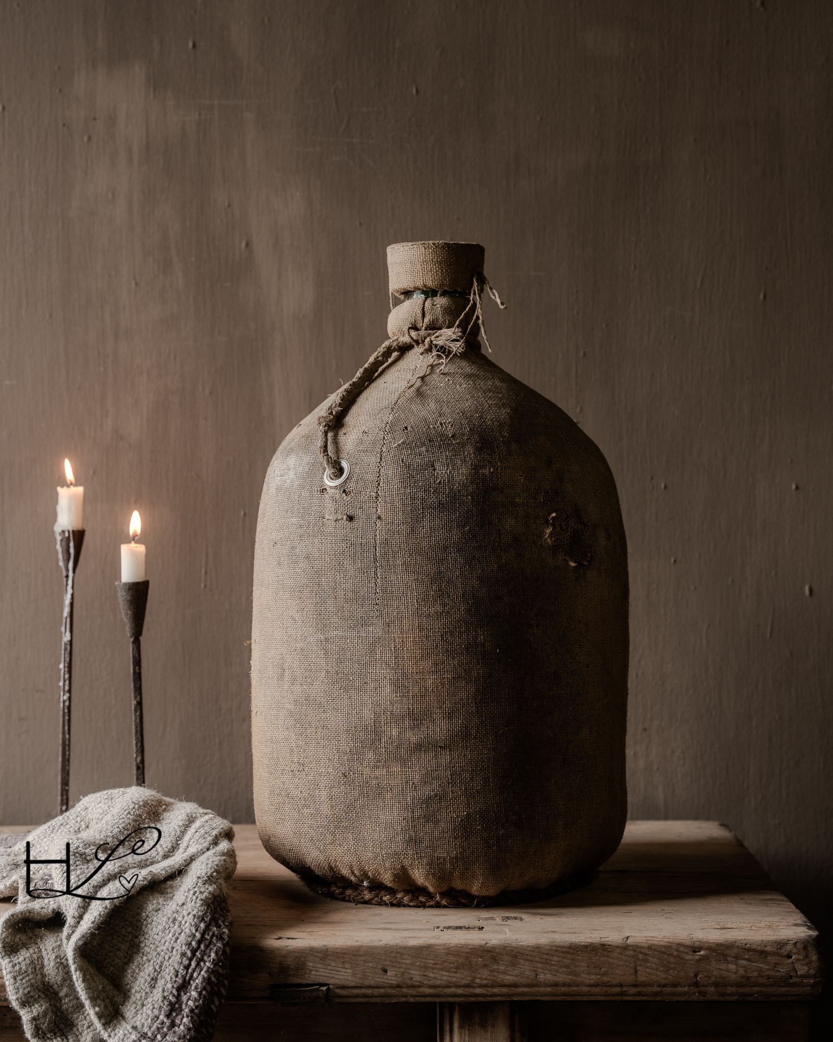 Alte, mit Jute ausgekleidete Transportflasche | Einzigartig & Authentisch-9