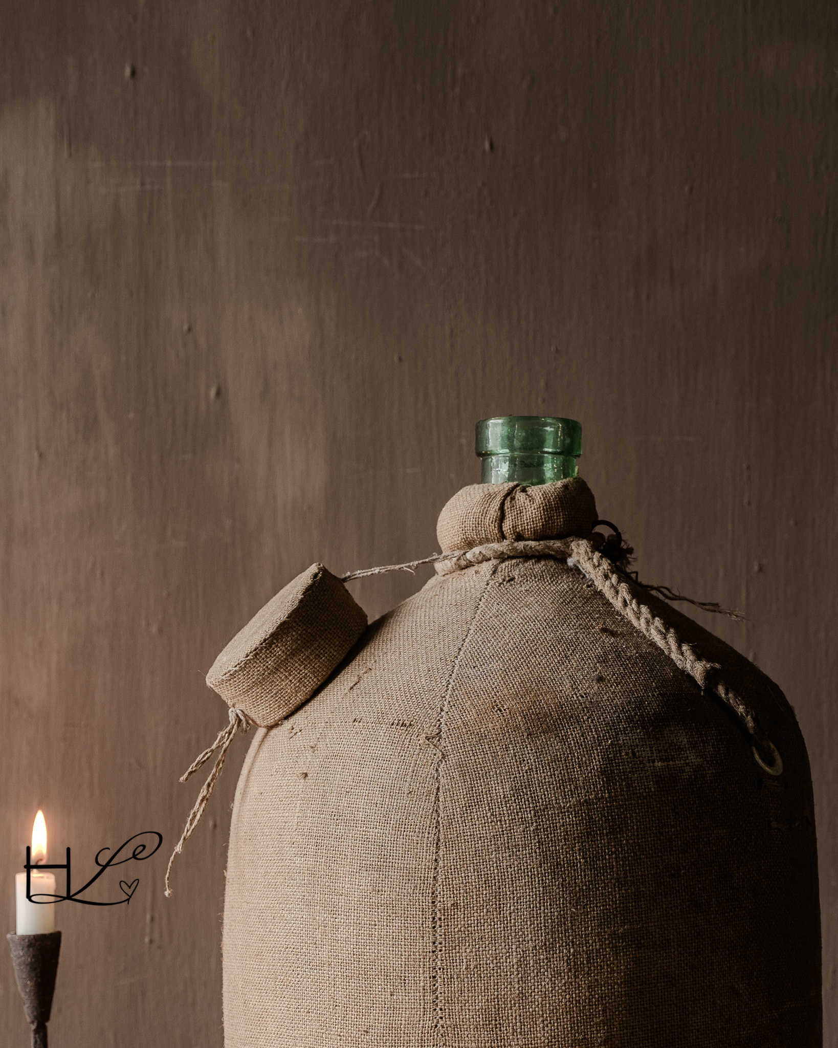 Alte, mit Jute ausgekleidete Transportflasche | Einzigartig & Authentisch-4