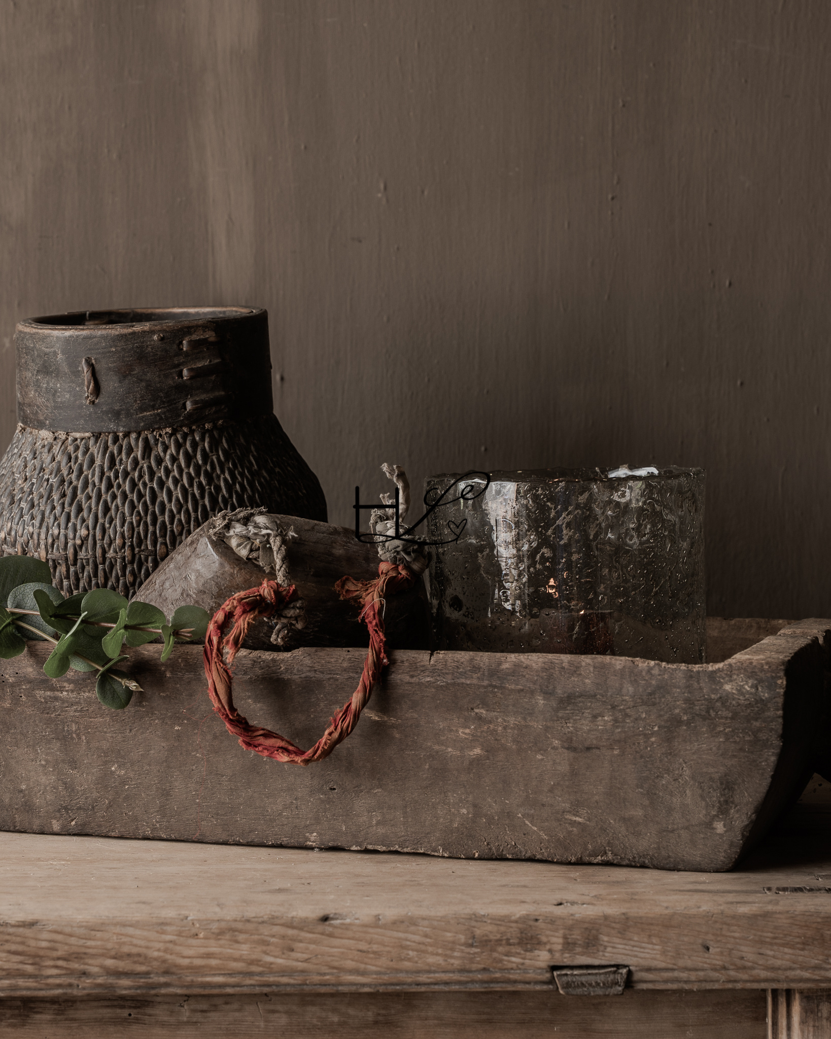 Imperfect Old Wooden Trough / Basin with handle-5