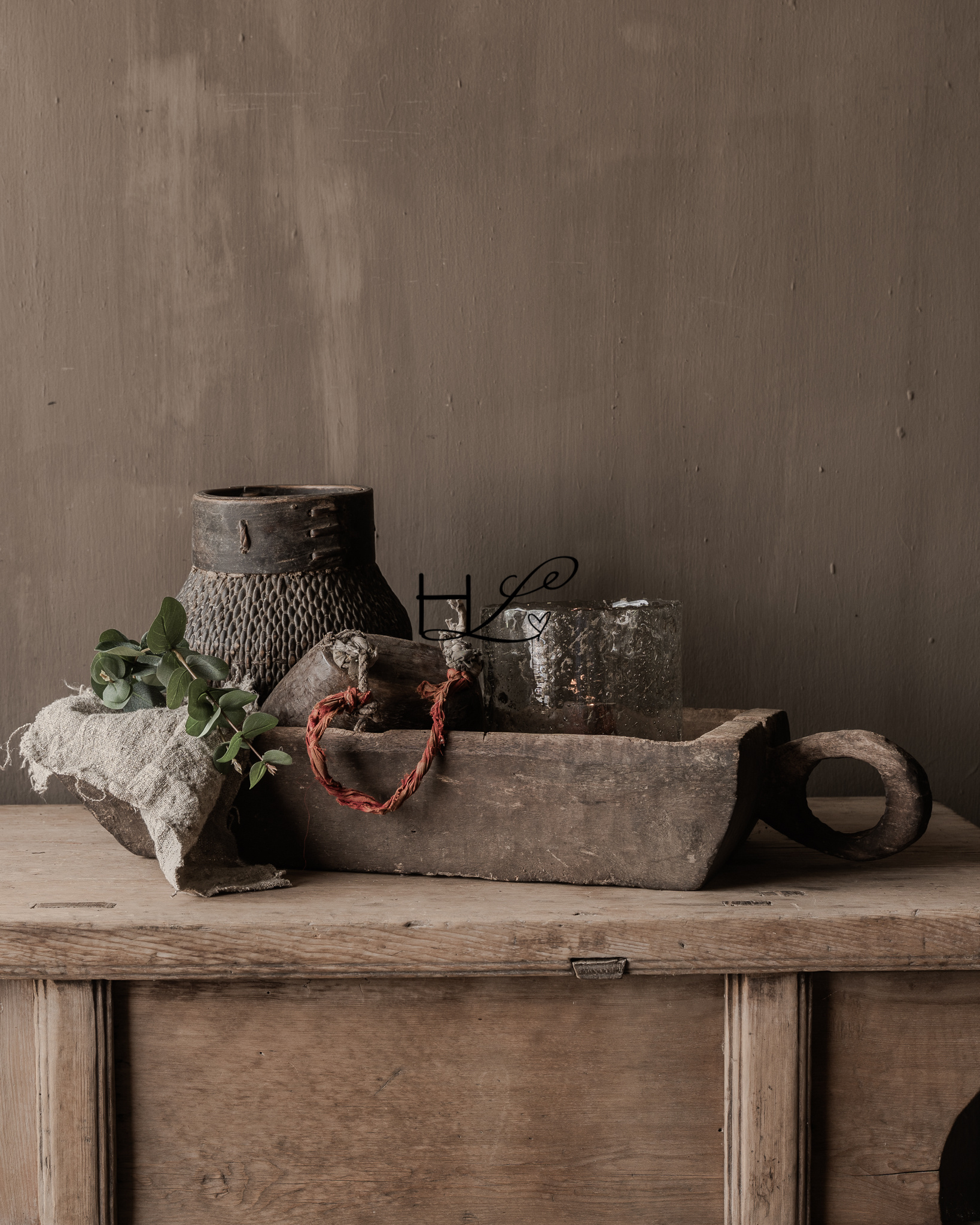 Imperfect Old Wooden Trough / Basin with handle-6