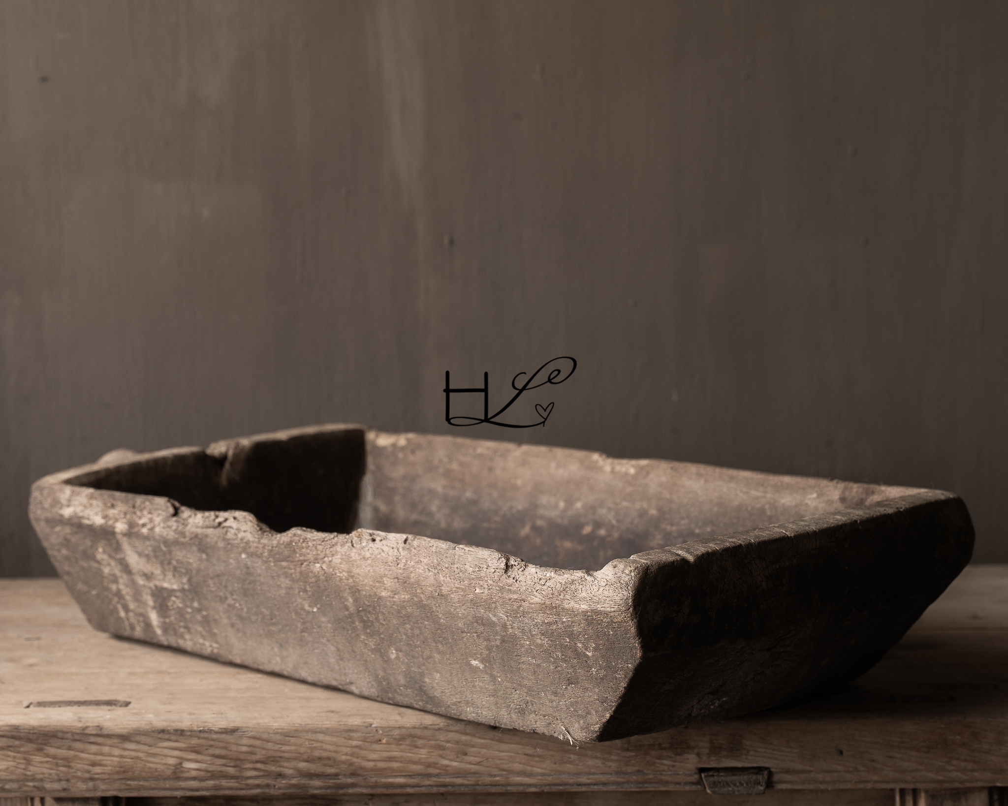 Imperfect Old Wooden Trough / Basin with handle-8