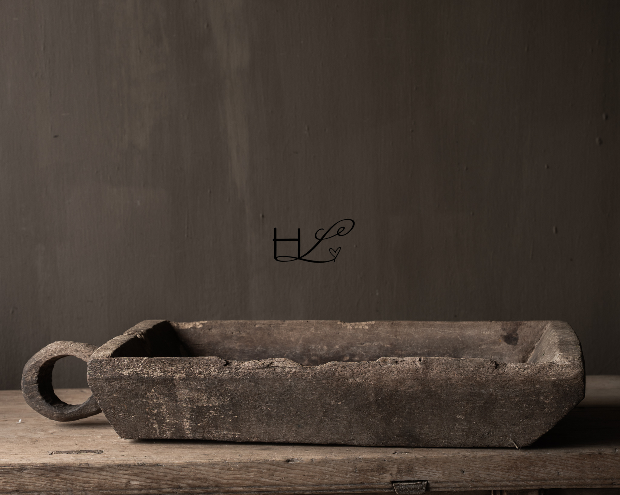 Imperfect Old Wooden Trough / Basin with handle-9