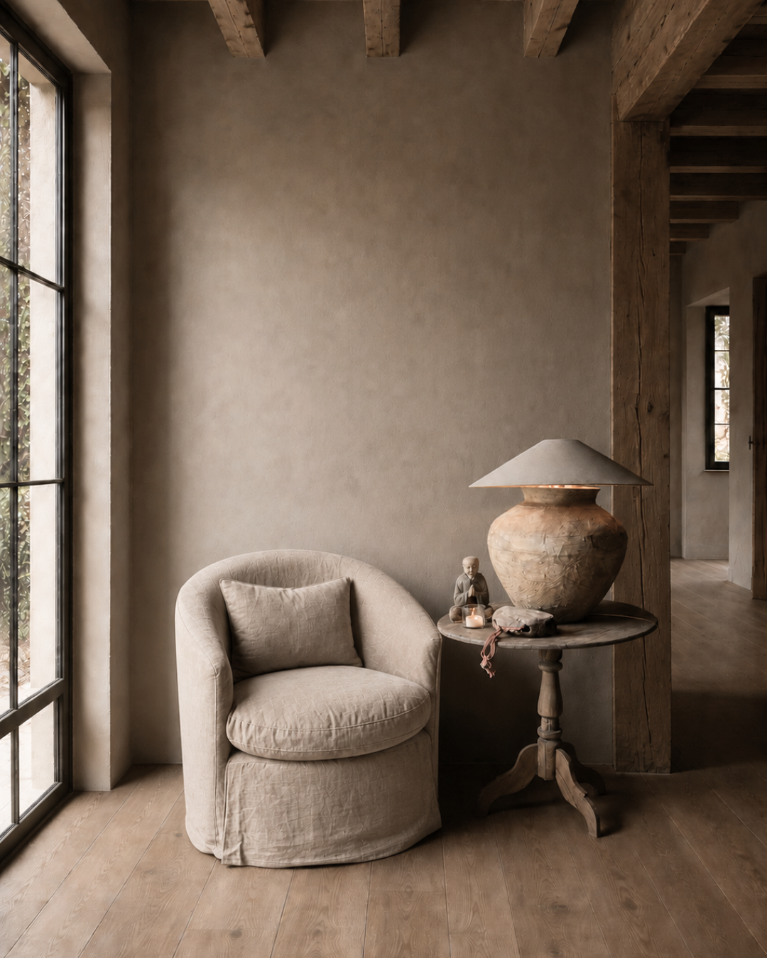 Linen swivel armchair-2