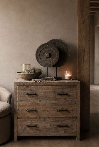 Robust old wooden drawer cabinet