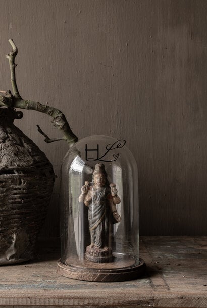*Gereserveerd *Glazen Stolp op houten voet