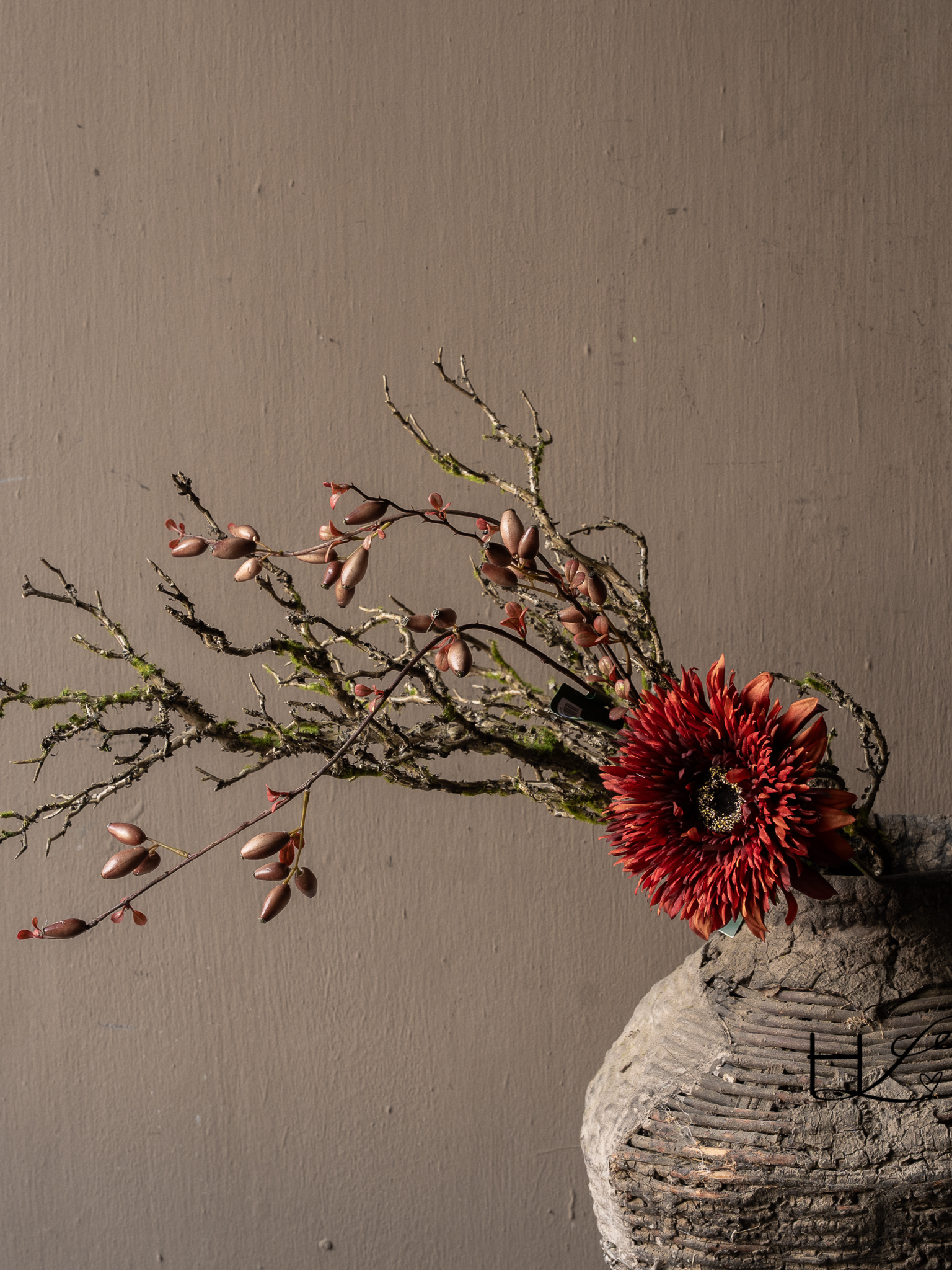 Silk-ka Zonnebloem Steel Crème/Bruin 97 cm | Kunstbloem-1