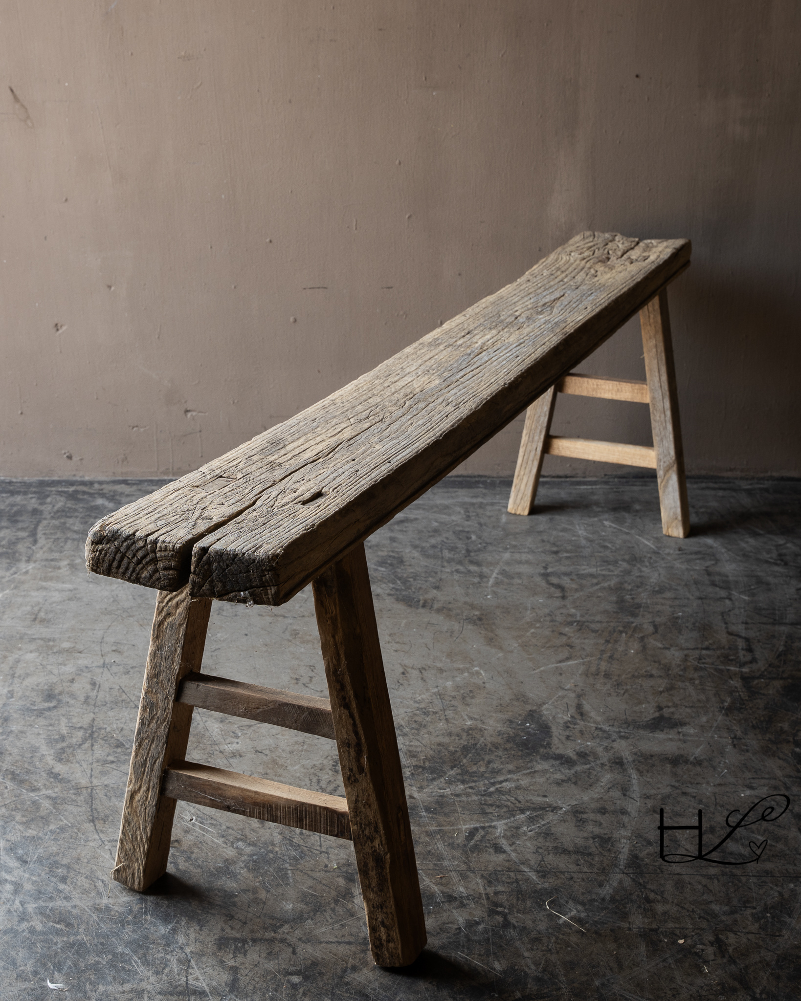 Authentiek oude houten Bank-3