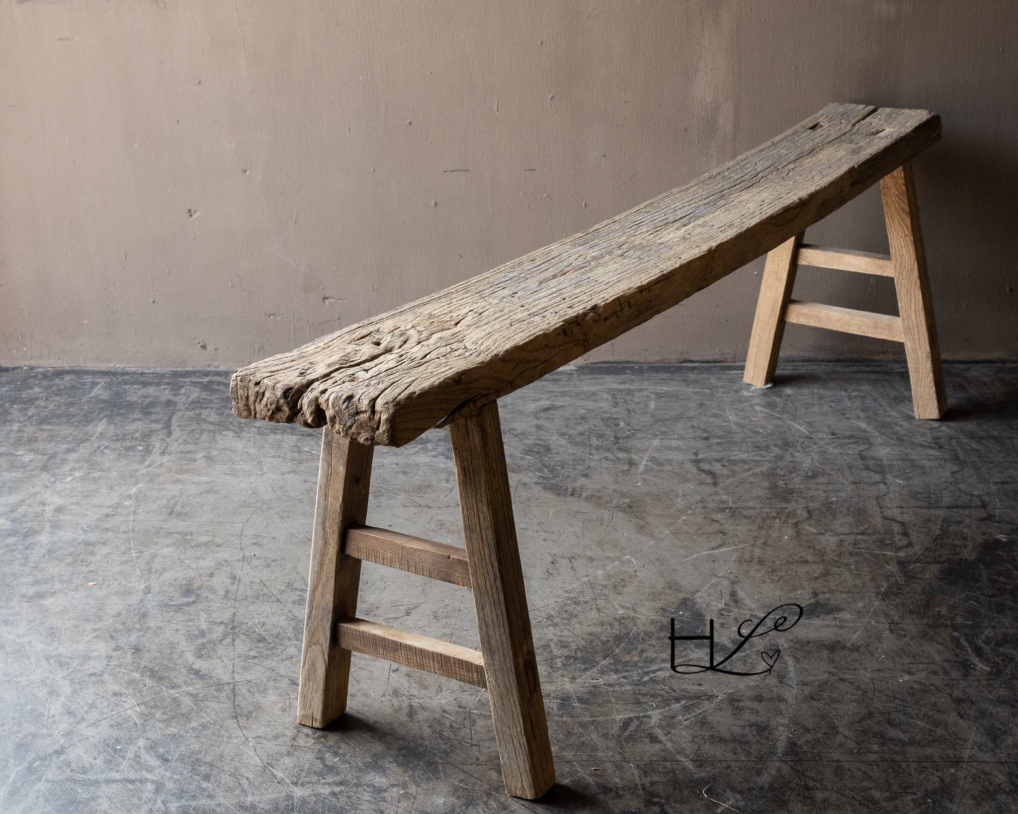 Authentiek oude houten Bank-4