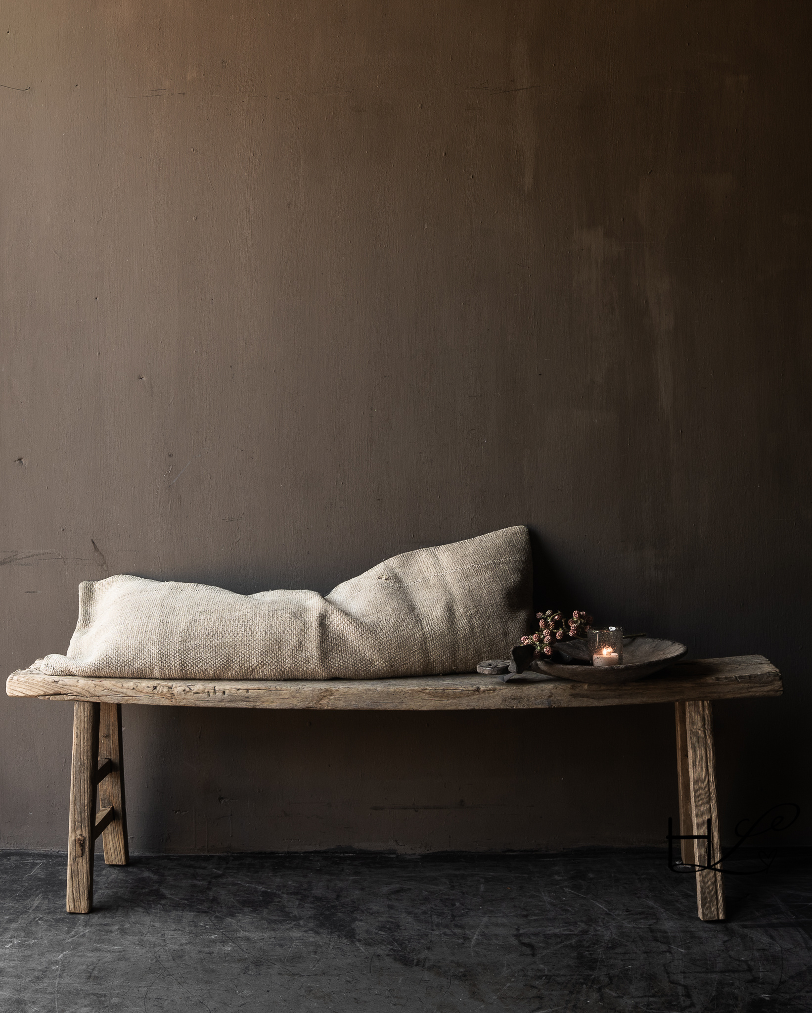 Authentiek oude houten Bank-1