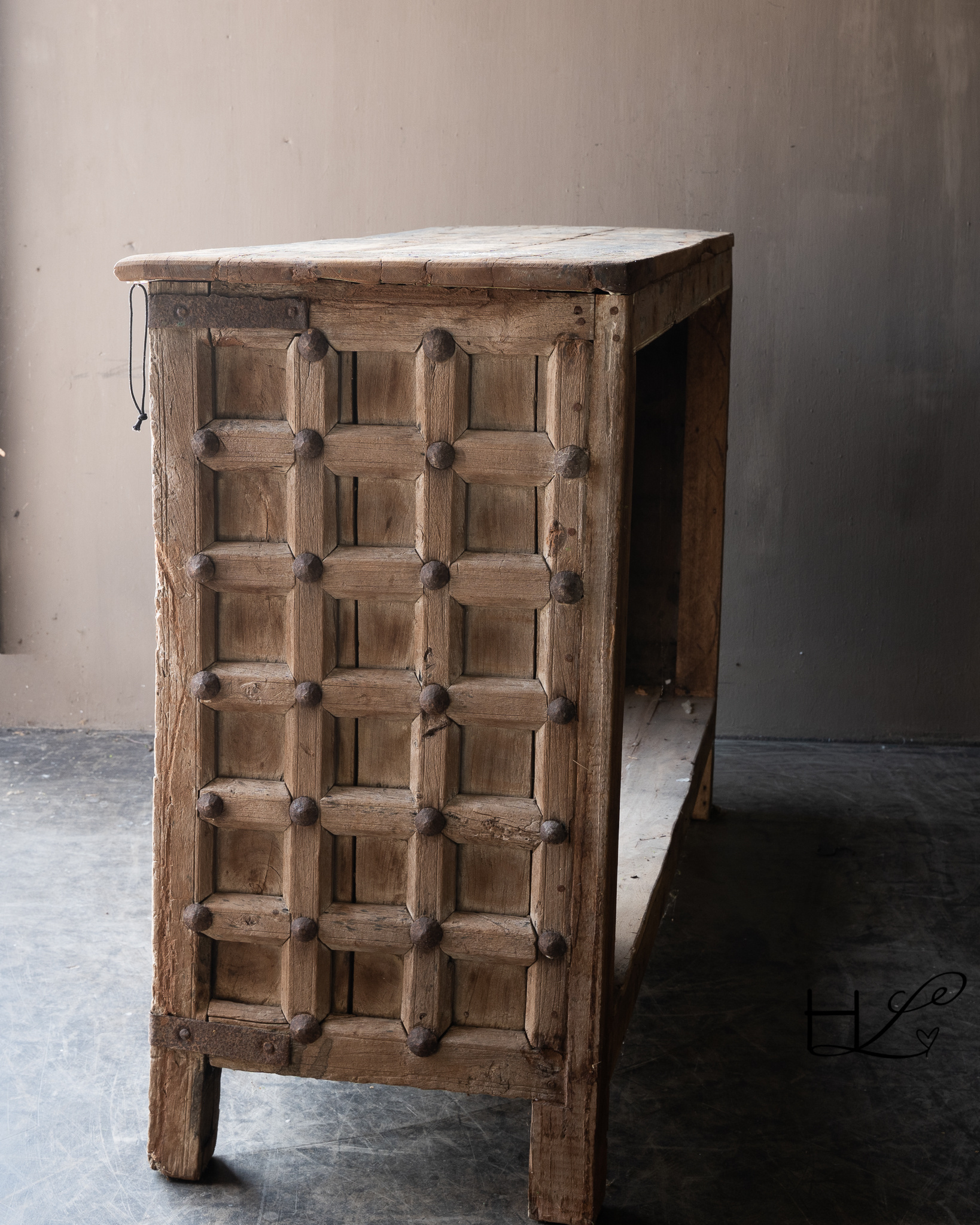 Authentieke Oude Houten Toonbank / Keukeneiland / Wandtafel-2