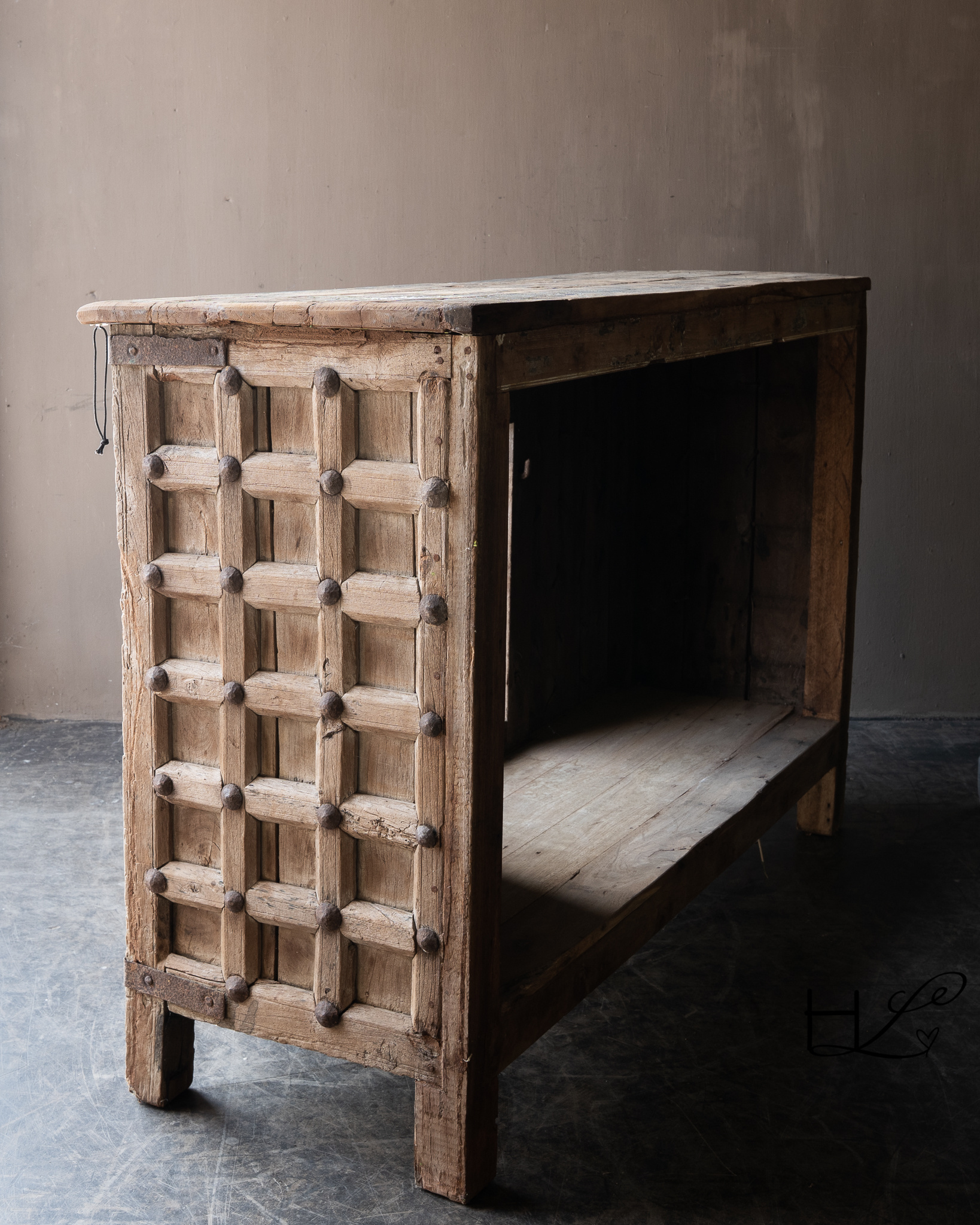 Authentieke Oude Houten Toonbank / Keukeneiland / Wandtafel-3
