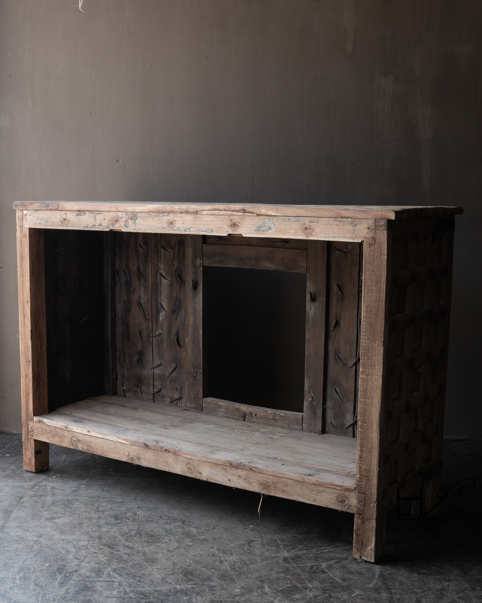 Authentieke Oude Houten Toonbank / Keukeneiland / Wandtafel-4