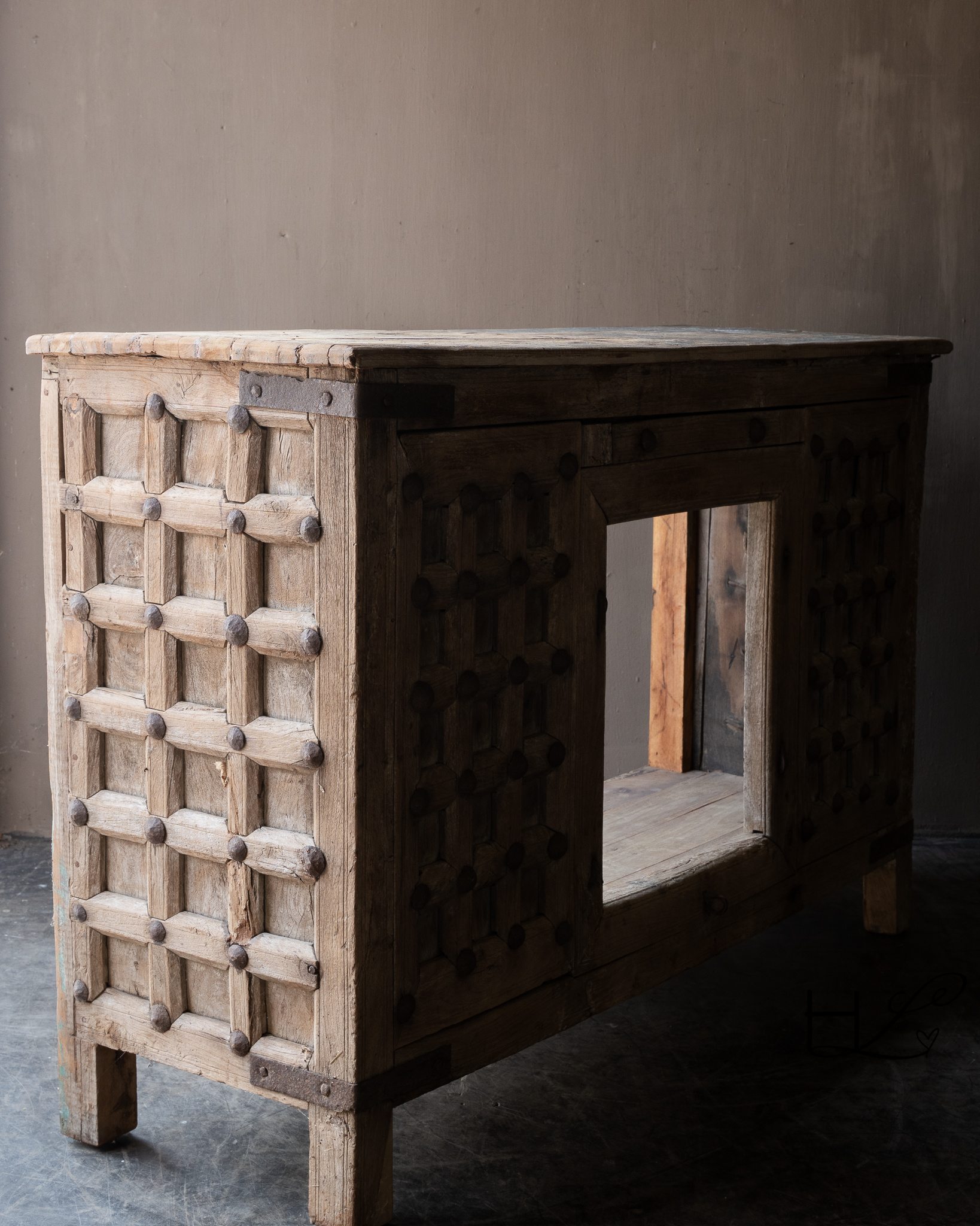 Authentieke Oude Houten Toonbank / Keukeneiland / Wandtafel-5