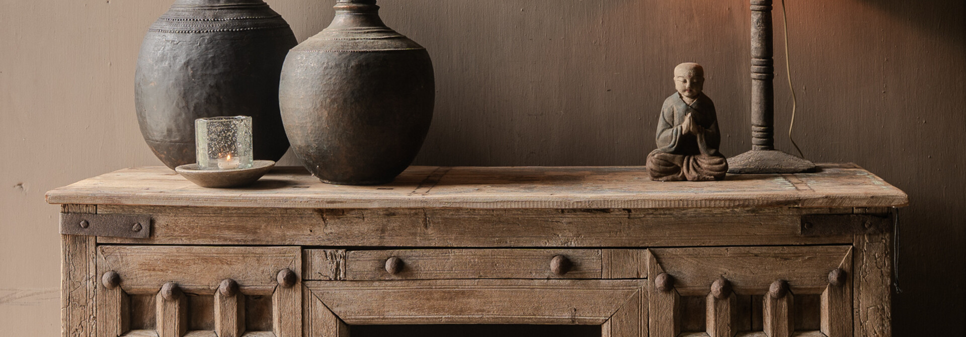 Authentieke Oude Houten Toonbank / Keukeneiland / Wandtafel