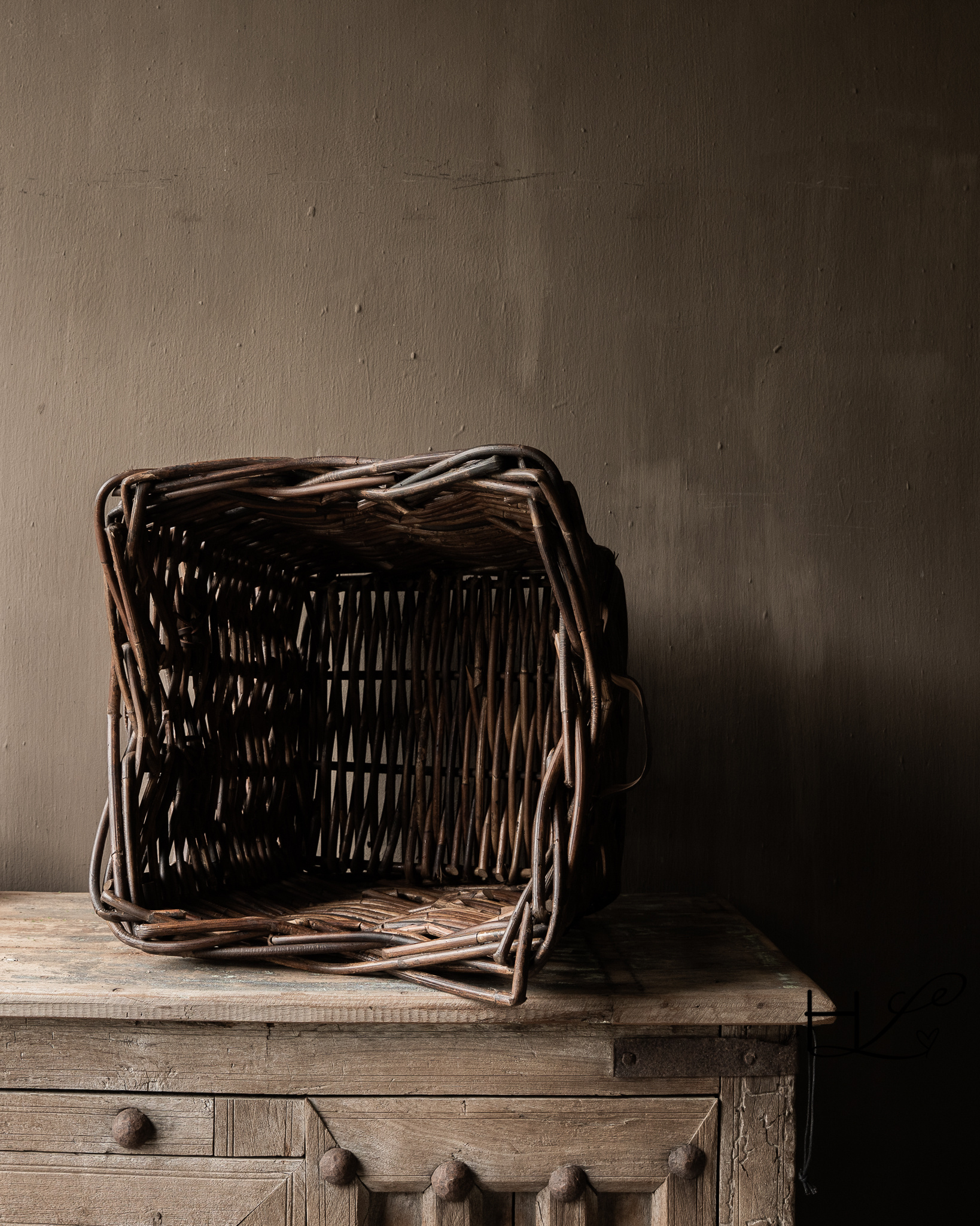 Square rattan basket HOFFZ with leather handles-6
