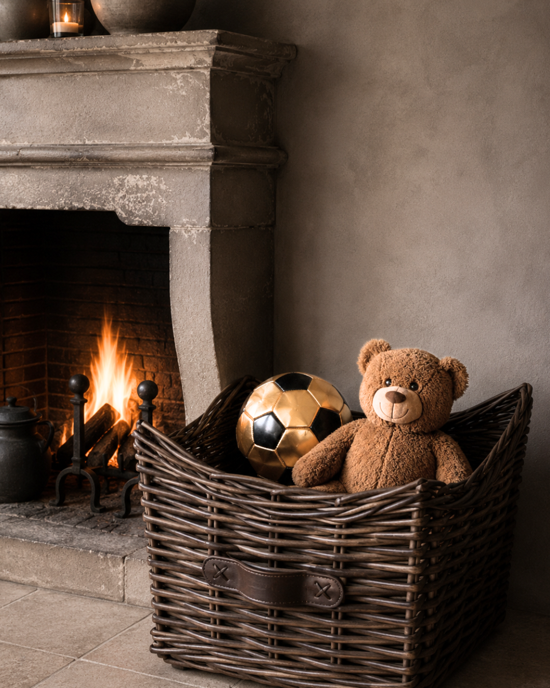 Square rattan basket HOFFZ with leather handles-1