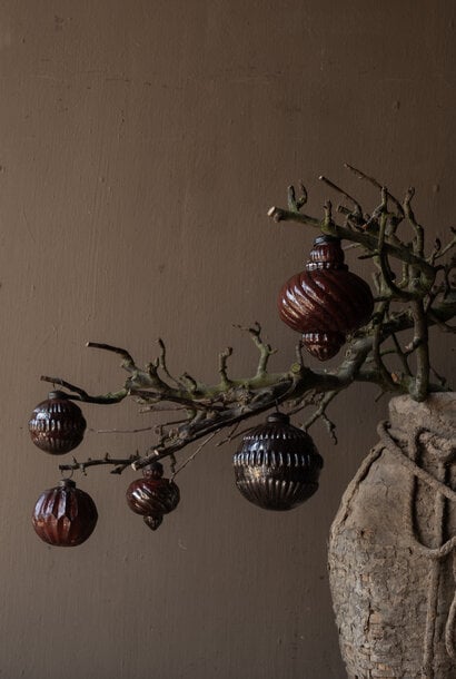Vintage Christmas pendants rust brown glass